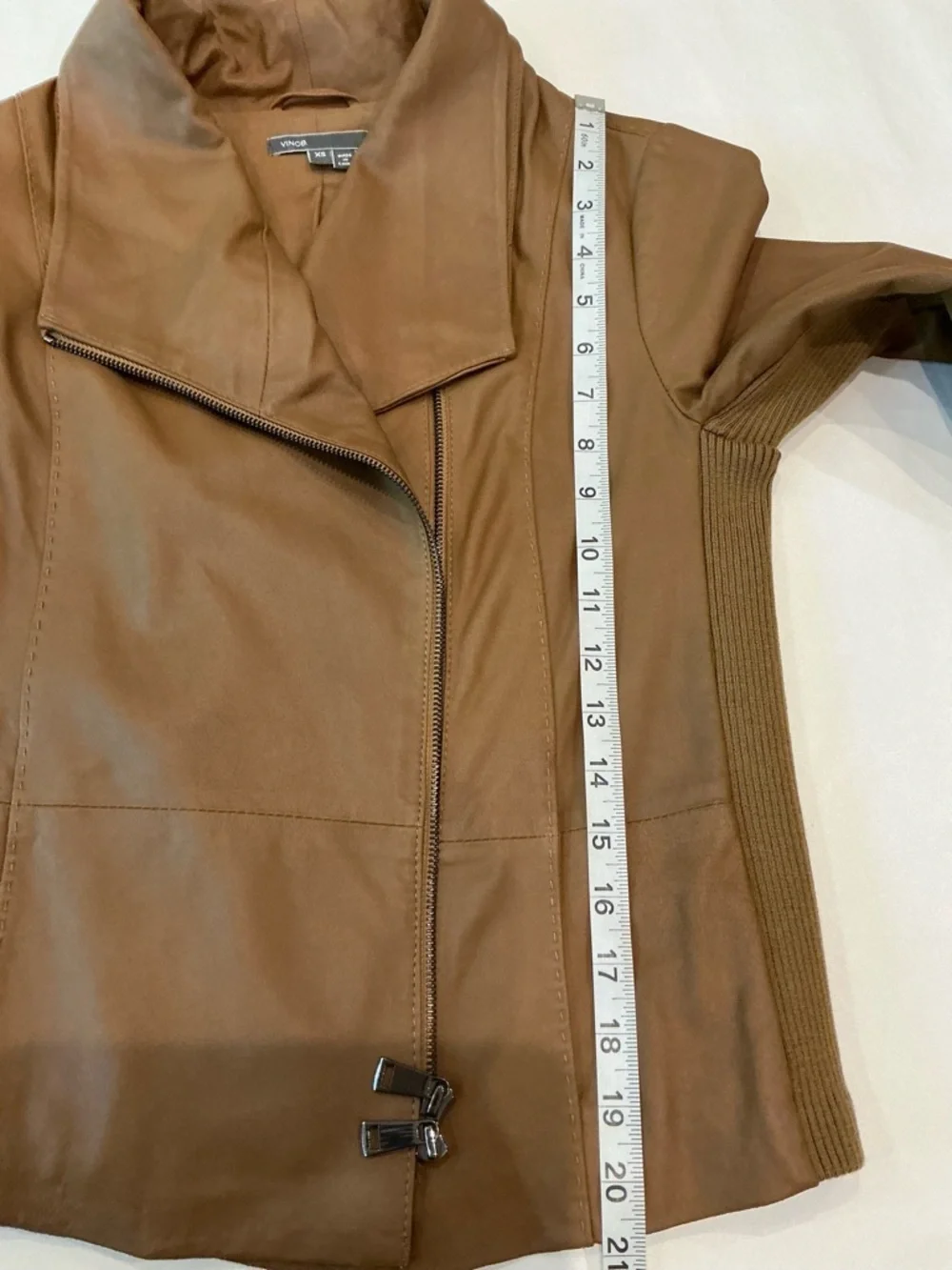 Vince Soft Leather Asymmetrical Moto Zip Women's Jacket Brown XSmall